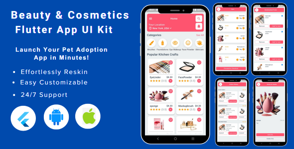 Cosmetics Shop | Beauty Product Ordering Flutter iOS/Android App Template | Flutter eCommerce UI Kit