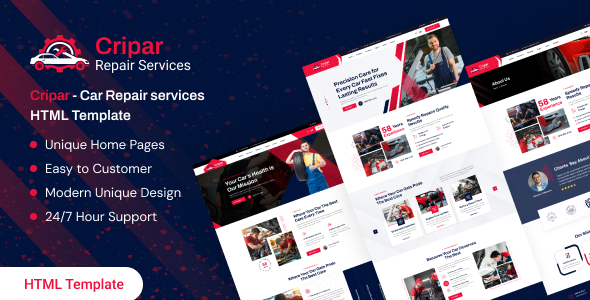 Cripar – Car Repair Services HTML Template – 0 Sold!