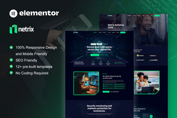 Netrix – Cyber Security Services Elementor Template Kit – 0 Sold!