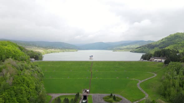 Aerial view of Starina reservoir in Slovakia