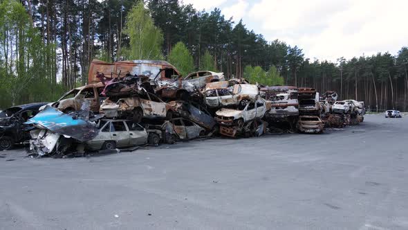 Shot and Burned Cars After the Fighting in the City of Irpin Ukraine