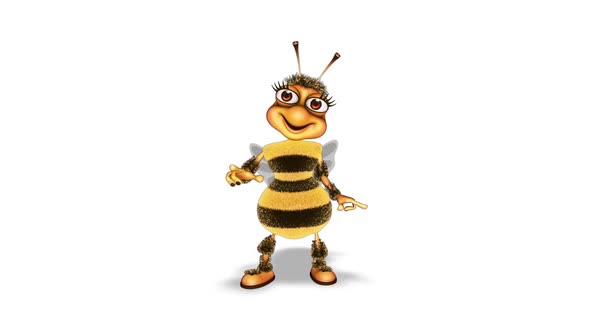 Cartoon Bee Dance  Looped on White Background