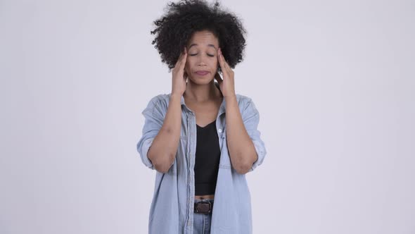 Young Stressed African Woman Having Headache