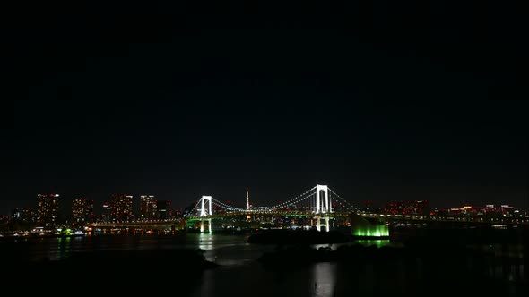 Beautiful Rainbow bridge in Tokyo city in Japan