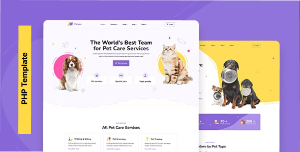 Petopia – Pet Care Service PHP Website Template – 0 Sold!