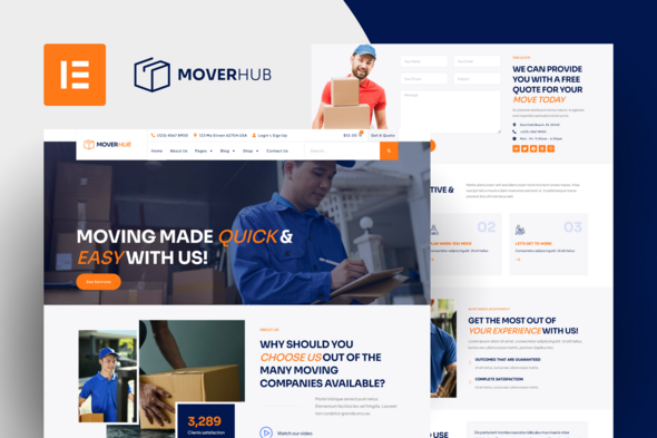 Moverhub - Moving Company Elementor Pro Template Kit