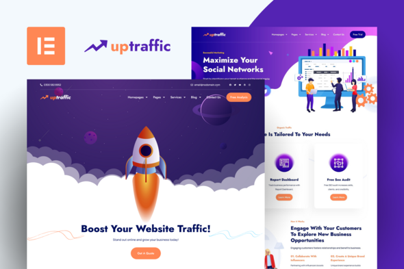 Uptraffic - Digital Marketing Agency Elementor Pro Template Kit