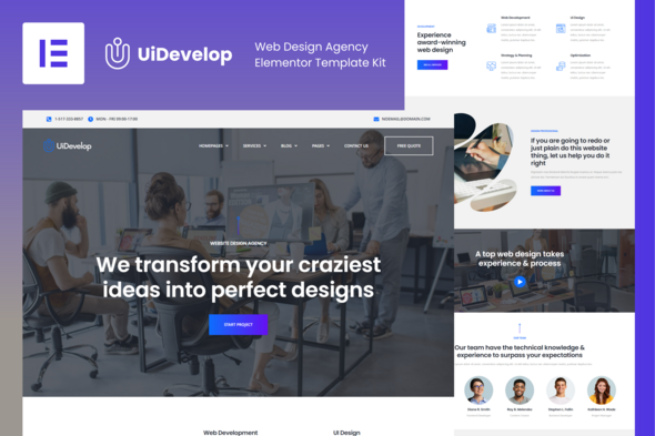 UiDevelop - Web Design Agency Elementor Pro Template Kit