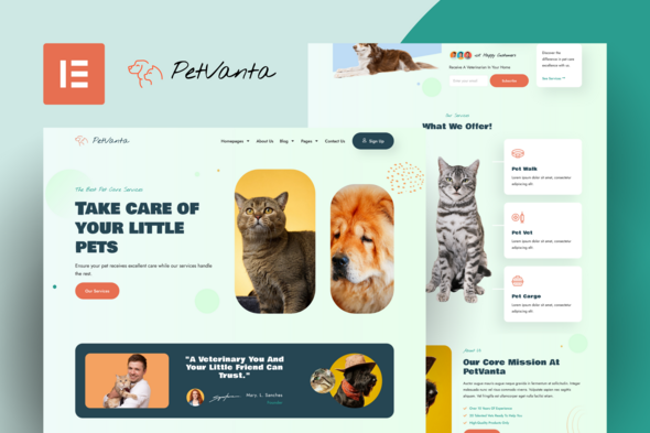 Petvanta - Pet Care Services Elementor Pro Template Kit