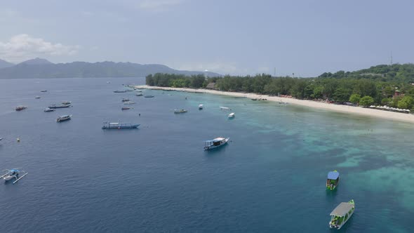 Tropical Landscape with Boats and Beach