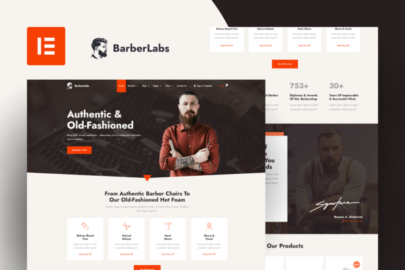 BarberLabs - Barber Shop Elementor Pro Template Kit