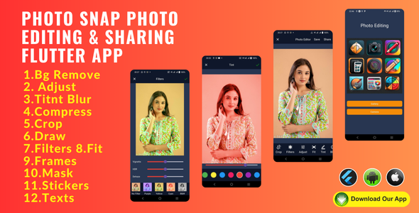 PhotoSnap - Advanced Photo Editor & Social Sharing Flutter App