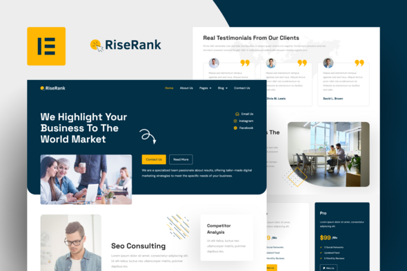 Riserank - Digital Marketing Agency Elementor Pro Template Kit