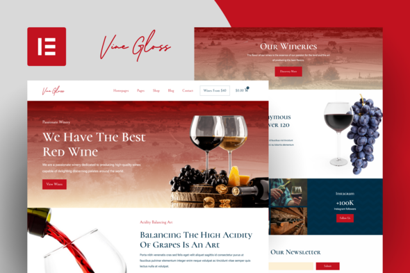 Vine Gloss - Wine Shop & Vineyard Elementor Pro Template Kit