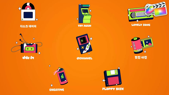 Retro Things Icons And Titles for FCPX alt