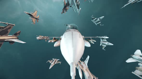 Fighter Jets Formation Fisheye View 4k