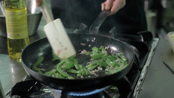 Chicken Fillet with Beans Sesame Seeds and Sauce on Pan