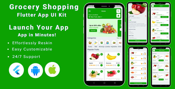Online Grocery Store – Online Grocery Shopping Flutter App UI Kit Template