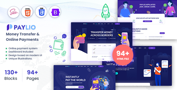 Paylio -Money Transfer and Online Payments HTML Template