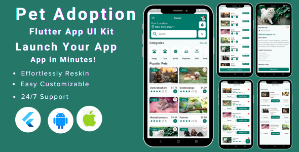 PetPal - Pet Adoption Services App Flutter Mobile Template for Android & iOS