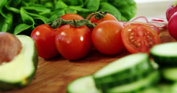 Various vegetables on chopping board