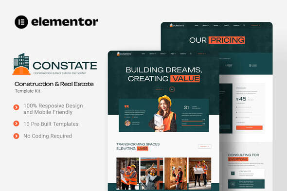 Constate – Construction & Real Estate Elementor Template Kit – 0 Sold!