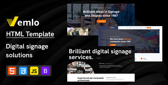 Vemlo - Digital Signage Services HTML Template