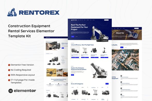 Rentorex – Construction Equipment Rental Elementor Template Kit – 0 Sold!