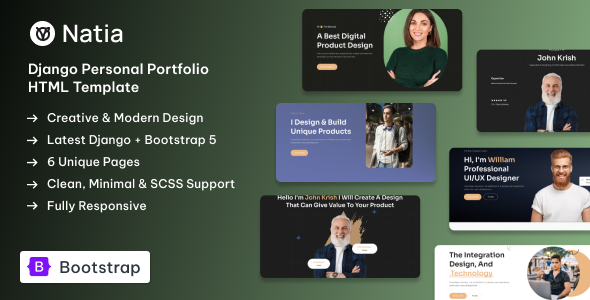 Natia – Django 5 Personal Portfolio Template – 0 Sold!