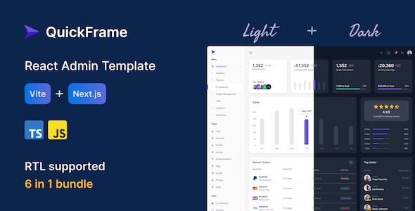 QuickFrame - React Admin Template (Next.js, Vite & CRA)