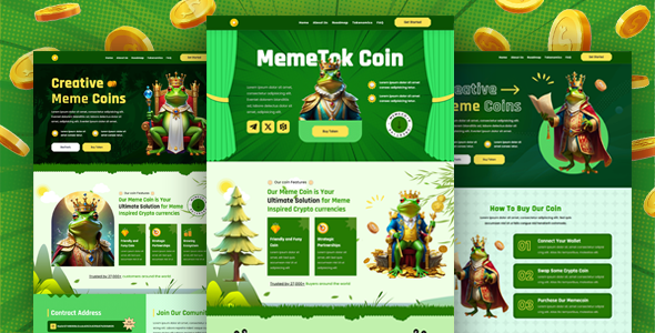 Memecoin Tok – Meme coin ICO & Crypto Meme Bootstrap Template – 0 Sold!