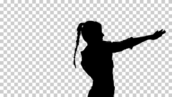 Silhouette girl dancing, Alpha Channel.