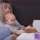 Young Mother with Little Daughter Son Rest with Computer Tablet - VideoHive Item for Sale