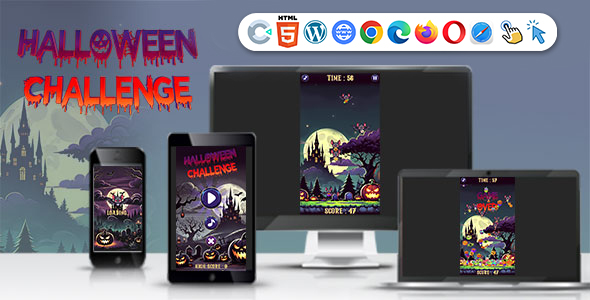 Halloween Challenge Game (Construct3 | C3P | HTML5) Collect The Candies Game