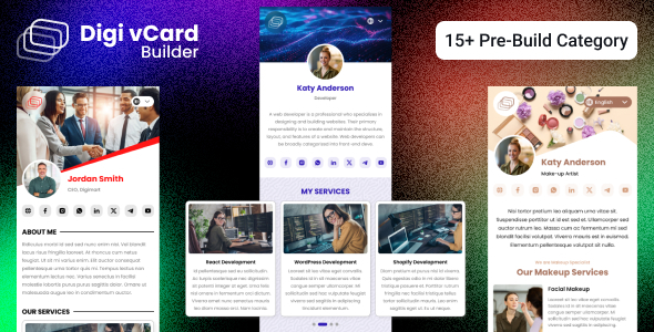 Multipurpose Digital Business Card HTML Template – Digi vCard – 0 Sold!