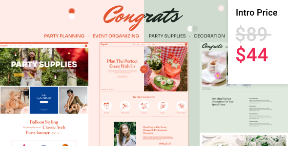 Congrats – Event Planner & Party Decoration WordPress Theme – 0 Sold!