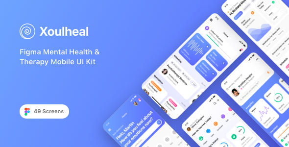 Xoulheal – Figma Mental Health & Therapy Mobile UI Kit – 0 Sold!