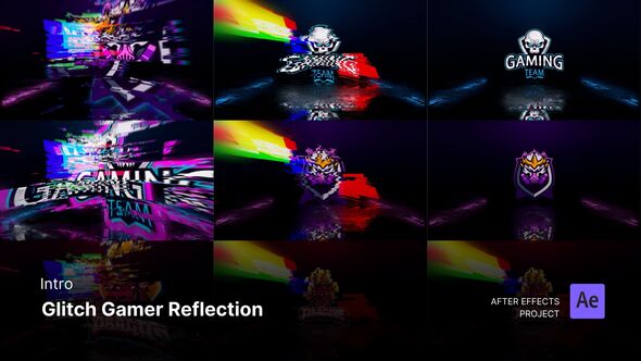 Intro/Opening - Glitch Gamer Reflection Logo Reveal After Effects Project Files alt