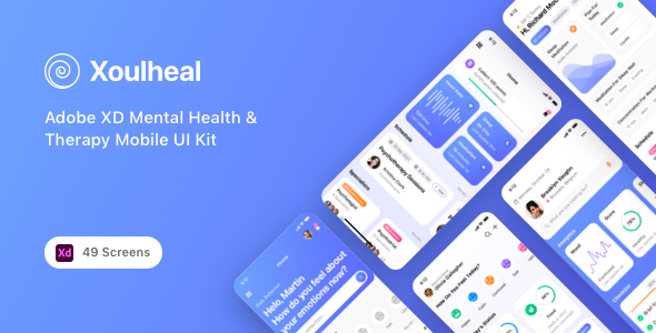 Xoulheal - Adobe XD Mental Health & Therapy Mobile UI Kit