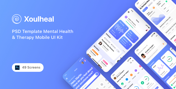 Xoulheal - PSD Template Mental Health & Therapy Mobile UI Kit