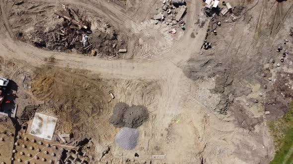 Housing Development Building Site and Road Infrastructure Aerial Filming