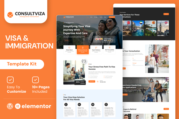 Consultviza – Immigration & Visa Consulting Elementor Template Kit – 0 Sold!