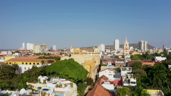 The Roofs of Old Town Houses in Cartagena Colombia Aerial View