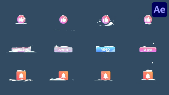 Snow Social Media Subscribe Buttons | After Effects alt