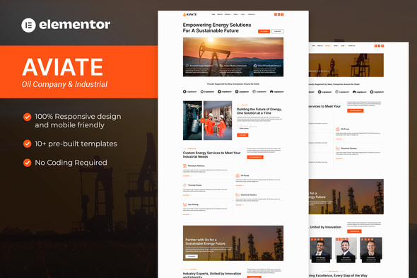 Aviate - Oil Company & Industrial Elementor Pro Template Kit