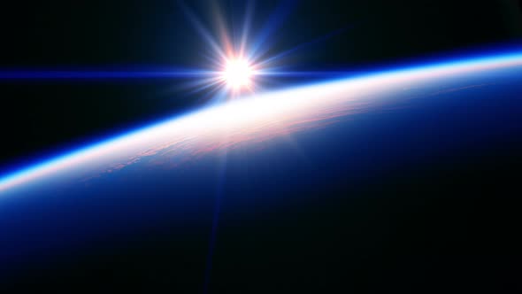 Sunrise In Outer Space Over Blue Planet alt