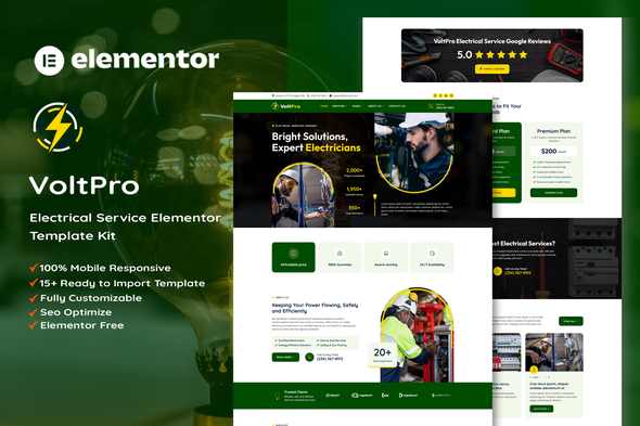 Voltpro - Electrical Services Elementor Template Kit