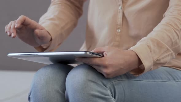 Female Teenager Using Laptop in Hands Distance Education Modern Lifestyle