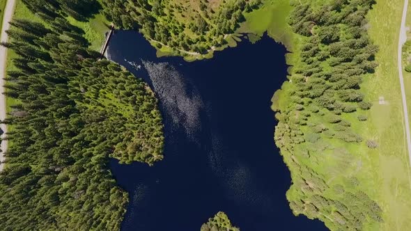 Moorsee in the Swiss Jura filmed from the air