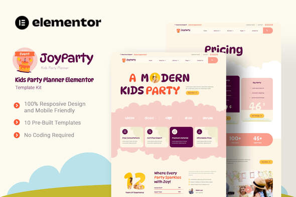 JoyParty – Kids Party Planner Elementor Template Kit – 0 Sold!